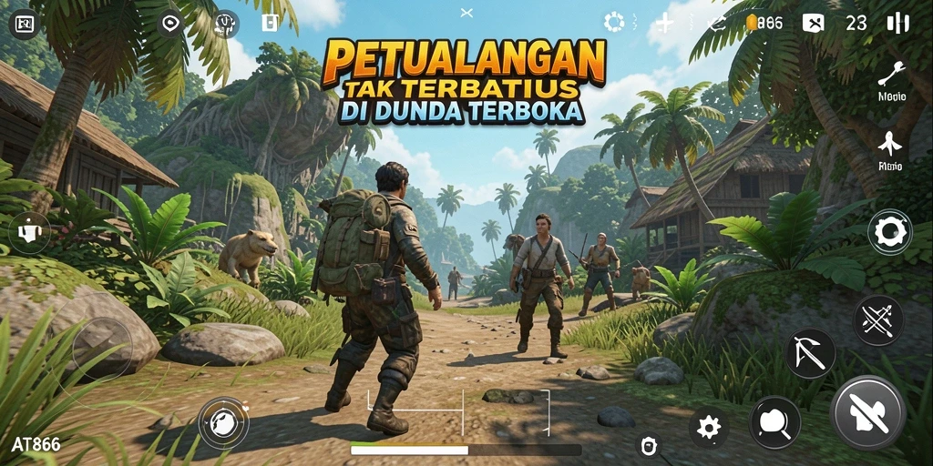 Tampilan permainan AT866 yang menakjubkan dalam dunia terbuka.