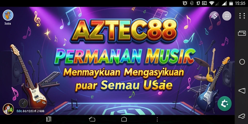 Tampilan gameplay AZTEC88 dengan banyak pilihan lagu yang seru.