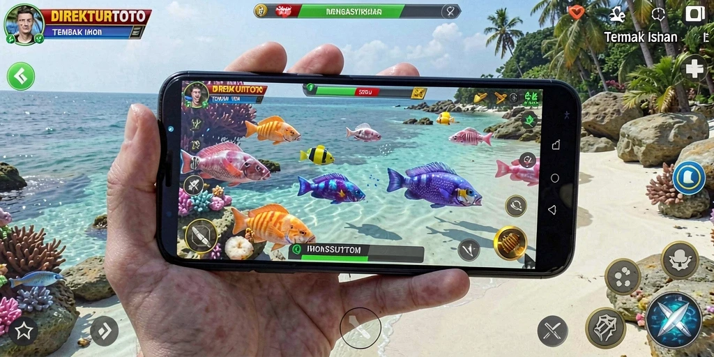 Gameplay seru DIREKTURTOTO saat menangkap ikan.