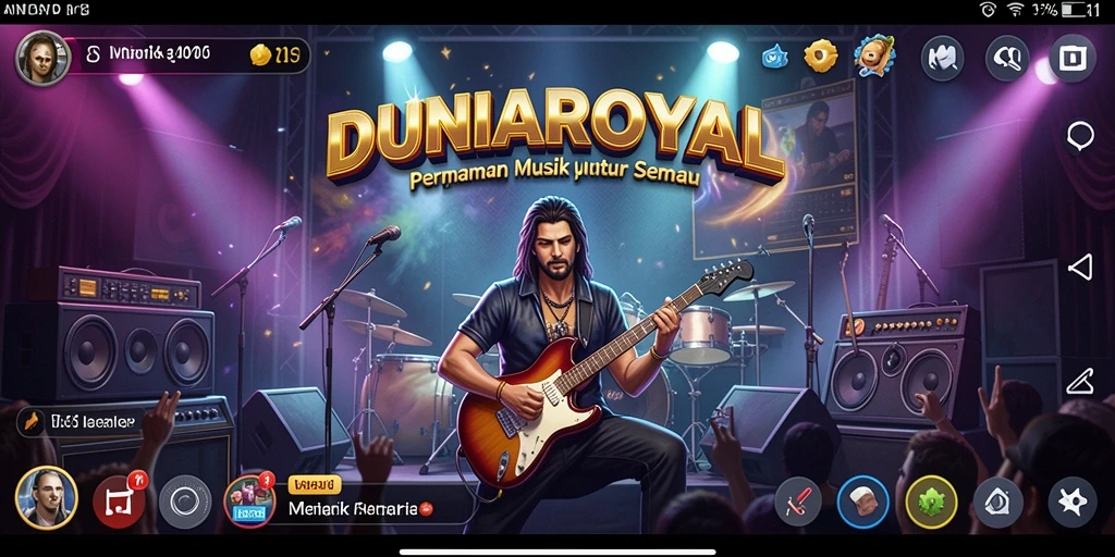 Screenshot gameplay DUNIAROYAL menampilkan aksi musik yang seru dan interaktif.