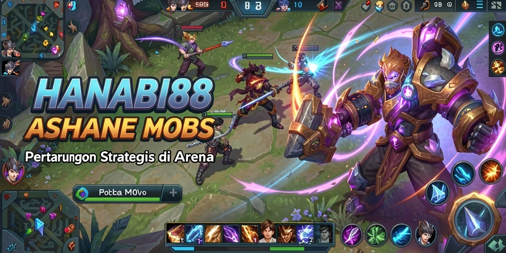 Tangkapan layar utama HANABI88 menampilkan aksi seru di arena MOBA.