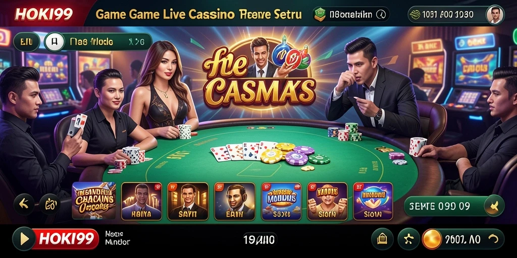 Tampilan gameplay HOKI99 dengan dealer langsung dan permainan yang menarik.