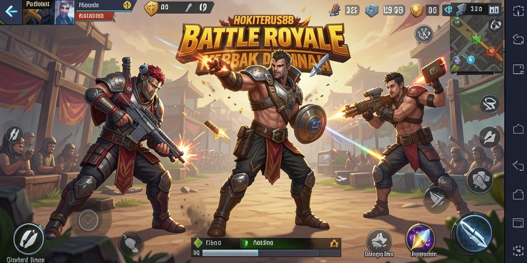 Gameplay seru HOKITERUS88 di medan perang Battle Royale.