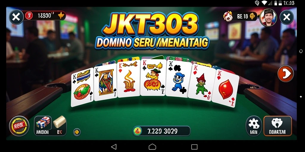 Screenshot gameplay seru dari JKT303, permainan Domino yang mengasyikkan.