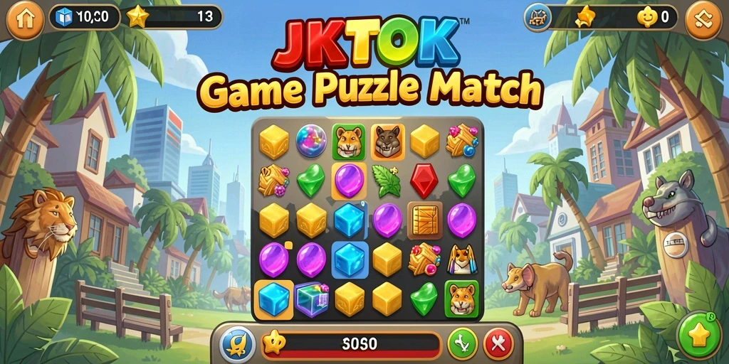 Tampilan gameplay JKTOK yang penuh warna dan seru.