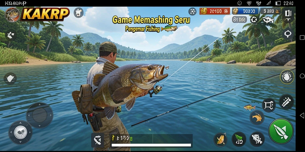 Screenshoot gameplay KAKRP dengan aksi memancing yang seru dan menantang.