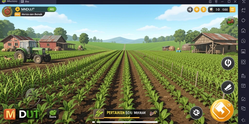 Screenshot gameplay MNDUIT menampilkan aktivitas bertani yang seru.