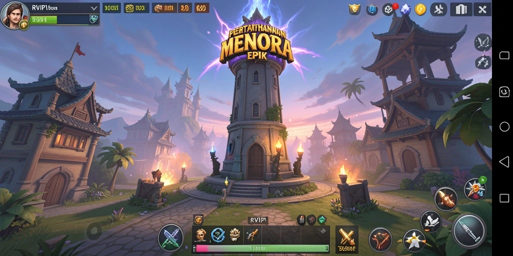 Gameplay menarik dari RVIP1 dengan menara dan musuh yang bervariasi.