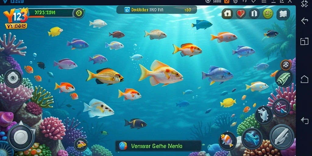Screenshot gameplay YY123 menampilkan aksi menangkap ikan yang seru.